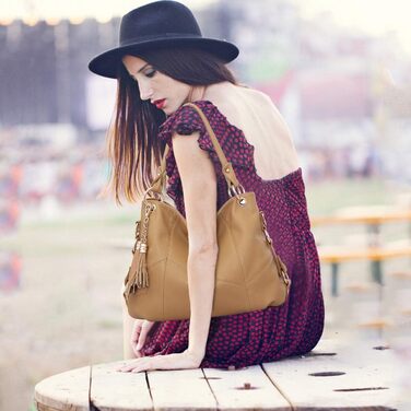 Сумка жіноча Nicole & Doris великої місткості, шкіряна сумка-шопер, хакі. Дизайнерська сумка через плече з китицею