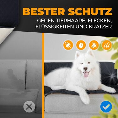 Водонепроникний килимок для собак SympaTierisch - захист дивану та ліжка - антиковзаюча підстилка для собак, великих розмірів, придатний для прання - Чорний, 205 x 160 см