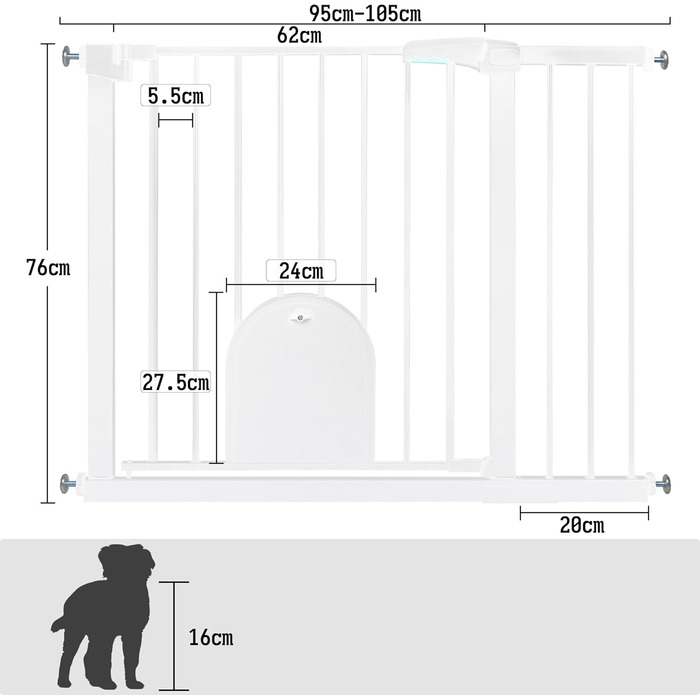 Захист для сходів HENGMEI: автоматичні металеві ворота для безпеки дітей та домашніх тварин, 95-105 см