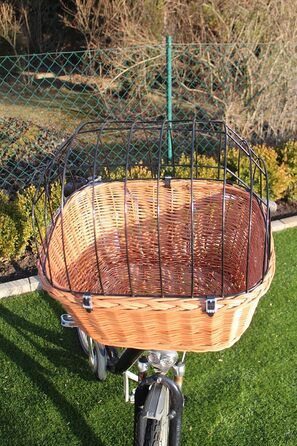 Корзина для велосипеда для собак з ручки з лози з металевою сіткою XL/XXL. Корзина для тварин, велосипедна корзина, натуральний матеріал (без подушки).