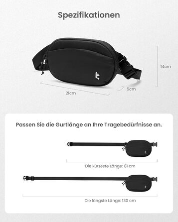 tomtoc жіноча поясна сумка-слінг з RFID захистом, 1.5 л, для подорожей, повсякденного використання, фестивалів, спорту, хайкінгу, зелена (чорна)