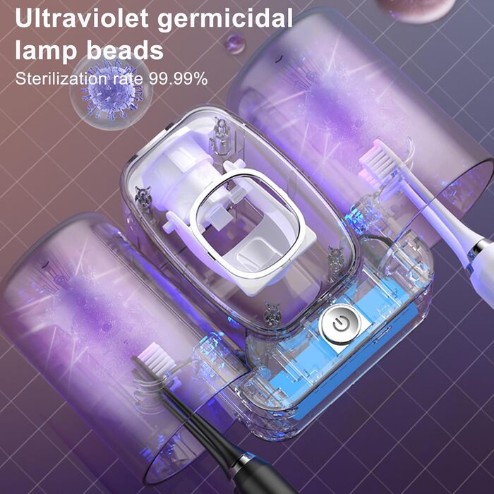 Дезінфектор для зубних щіток з вентилятором стерилізації, підставка на стіну, функція сушіння, очищувач зубних щіток, стерилізатор, інтелектуальний, сірий