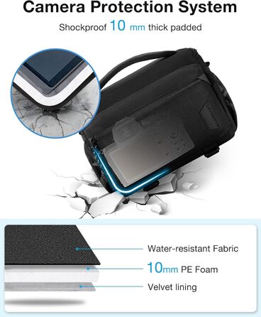 Сумка для камери Bagsmart: водонепроникна фотосумка для DSLR/SLR з дощовиком, чорна