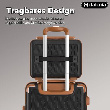 Набір валіз Melalenia 7шт з жорстким корпусом, легкий, на 4 колесах, з TSA-замком. Включає косметичку, сумку для подорожей та кулькову сумку. Чорний колір.