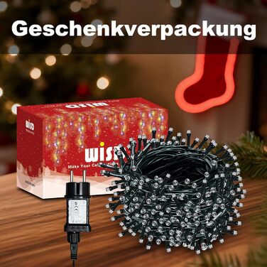 Льодогенератор WISD 23м, 200 LED, теплий білий, 12 режимів, таймер, для прикраси ялинки, балкона, кімнати, саду