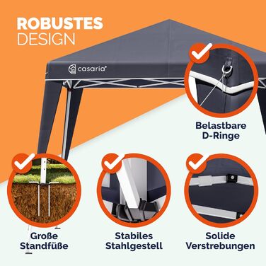 CASARIA® Capri Pavilion 3x3m Pop-Up UV Protection 50+ Waterproof Winter-Proof with Bag Foldable Stable Camping Garden Pop-Up Pavilion Party Tent Anthracite
