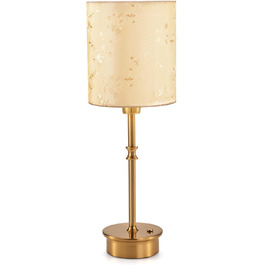 OCEST Настільна лампа на акумуляторі, сенсорне керування, регульована яскравість, для дому, кухні, тераси, їдальні (античне латунь-льон), плафон з шовку 41,5 см