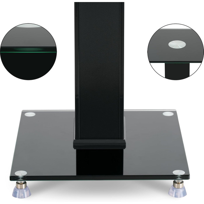 Стійка для колонок Pronomic SLS-282L BK (пара) - Стильний дизайн з 2 скляними панелями, регулювання висоти 73 см, вантажопідйомність 10 кг, приховане кабельне провадження, для моніторів та Hi-Fi апаратури - Чорний колір