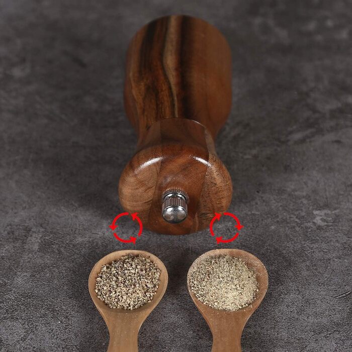 Набір дерев'яних мельниць для солі та перцю KKC, 11 см, з регульованим керамічним механізмом, для дому та ресторану