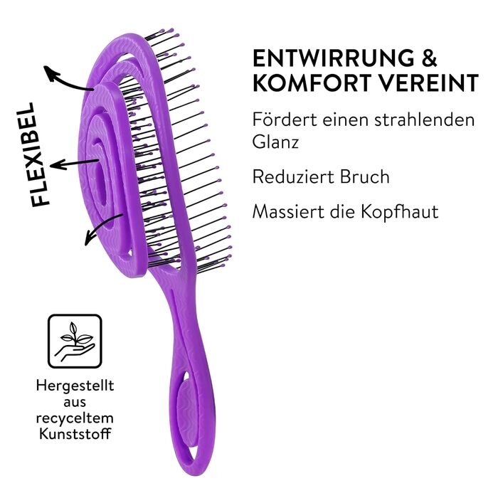 Щітка для волосся Chiara Ambra без заплутування - для жінок та чоловіків - розпушувач для кучерявого та довгого волосся - екологічна розпушувальна щітка, щітки для волосся - (слива)