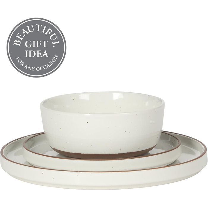 Сервіз набір 16-ти частинний Gibson Elite Northrock Steingut для 4 осіб: тарілки та миски, білий з ручним розписом, кераміка (Northrock)