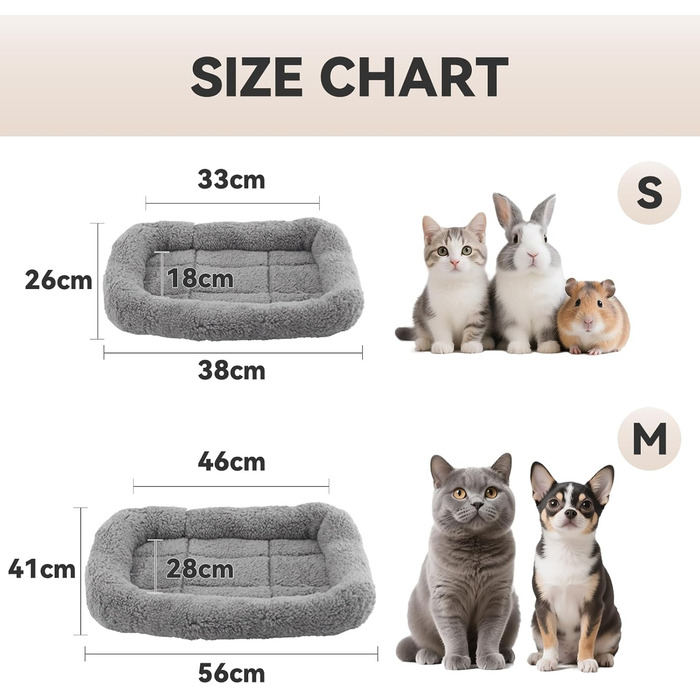 М'яке ліжко для котів та собак Namsan, плюшеве, теплий килимок, 45x60 см, сірий