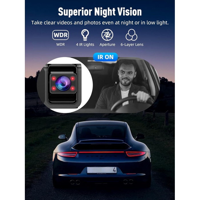 3-канальний автомобільний відеореєстратор 4K+1080P+1080P (передній, задній, салонний), 5GHz WiFi, 3.16