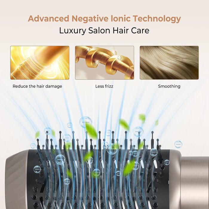 Airstyler Rundbürstenföhn 6 в 1: Набір для укладки волосся, фен-щітка, плойка, 1000W, 3 температурні режими, жовтий