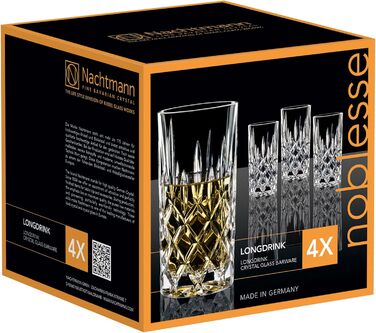 Spiegelau & Nachtmann Nachtmann Noblesse Highball Glasses Set, 8-Piece Set, Water Glasses, Juice Glasses, Crystal Glassware, H 14.8 cm, 375 ml