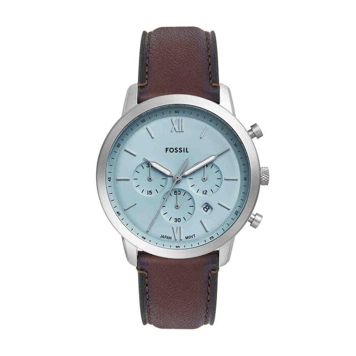 Годинник чоловічий Fossil Neutra Chronograph – шкіряний ремінець (коричневий/блакитний)