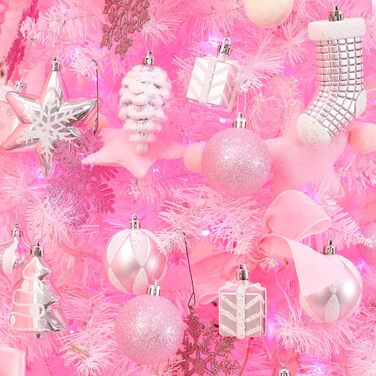 Набір прикрас для ялинки Sea Team 77 шт. - міцні кулі, рожеві ялинкові орнаменти з подарунковою упаковкою