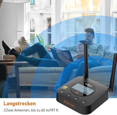 1Mii Bluetooth 5.1 Аудіо Адаптер з Низькою Затримкою aptX, 3D Surround для Підсилювача, Лаунспікерів, Оптичний/Коаксіальний/RCA AUX (B06Pro+ Medium)