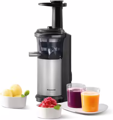 Panasonic MJ-L500S Slow Juicer / Entsafter / 2 inserts for juices & frozen ingredients / Frozen Yogurt / Silver