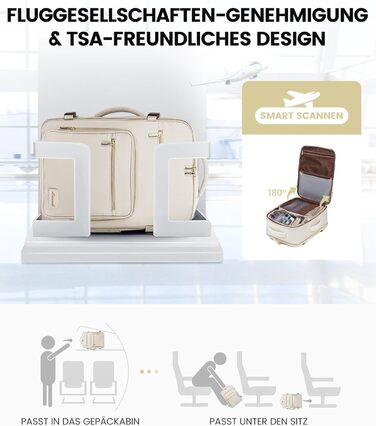 LOVEVOOK Рюкзак ручної поклажі, 40L, для ноутбука 17 дюймів, бежевий, для подорожей