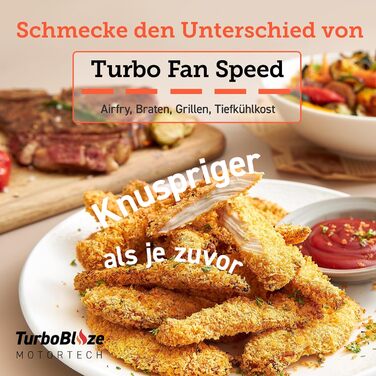 Cosori Turboblaze Air Fryer, 9-in-1 Air Fryer XXL 6L, quiet DC motor with 5 speed settings, grilling, baking, proofing, dehydrating, thawing, 87 recipes, 64% energy saving Turbo Blaze Dark Grey