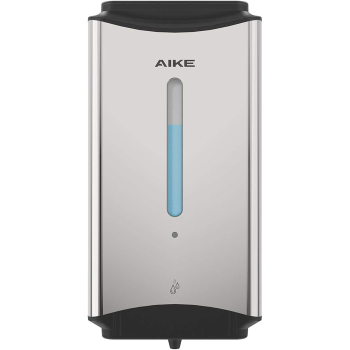 AIKE Automatic Stainless Steel Soap Dispenser, 1100ml - Commercial Wall Mount Soap Dispenser with Window, AK1206 Brushed Stainless Steel