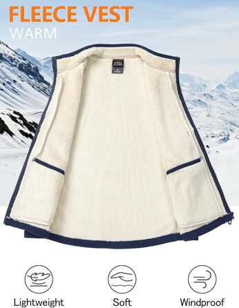 Чоловіча флісова жилетка AIEOE для осені/зими, тепла, з 4 кишенями, стійким коміром, без рукавів, для активного відпочинку, розмір EU S-XX (Asie 2X-6X), колір блакитний, XXL