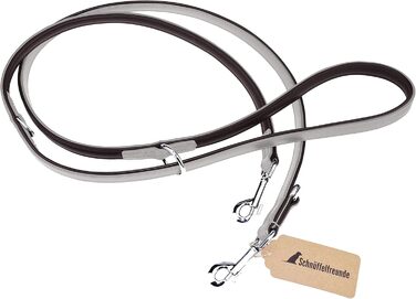 Leather Dog Leash - Training Leash - Leather Leash for Dogs - Leash 3-Way Adjustable, for All Dogs (230cm, Grey)