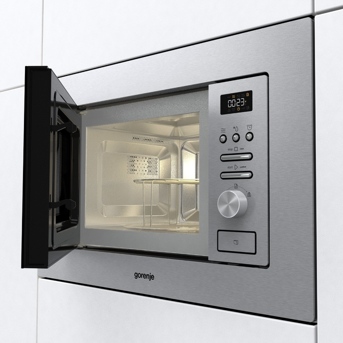 Вбудована мікрохвильова піч Gorenje BMI201AG1X з грилем, 20 л