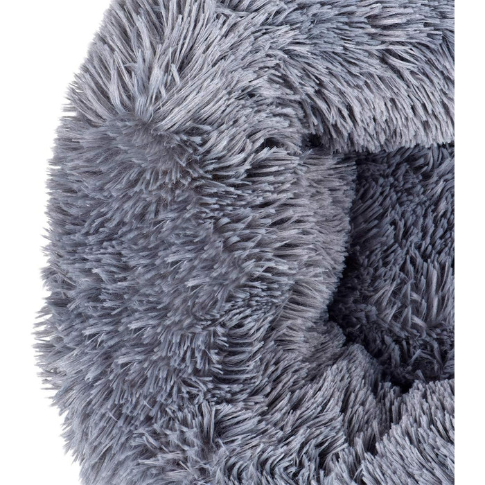 Кішечка Квіточка: М'яке кругле ліжко для котів та собак, 50 см, сірий колір