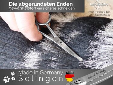 Ножиці для стрижки собак Solingen, ножиці для стрижки лап з мікрозубом, Made in Germany, ножиці з вигнутим лезом для догляду за шерстю собак, котів, домашніх тварин (11,7 см)