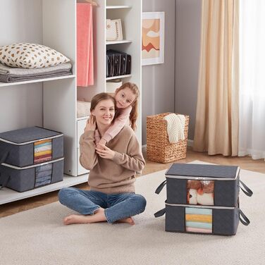 Органайзери для зберігання Lifewit 4 шт. по 35л, під ліжко, для одягу, ковдр, постільної білизни, сірий колір