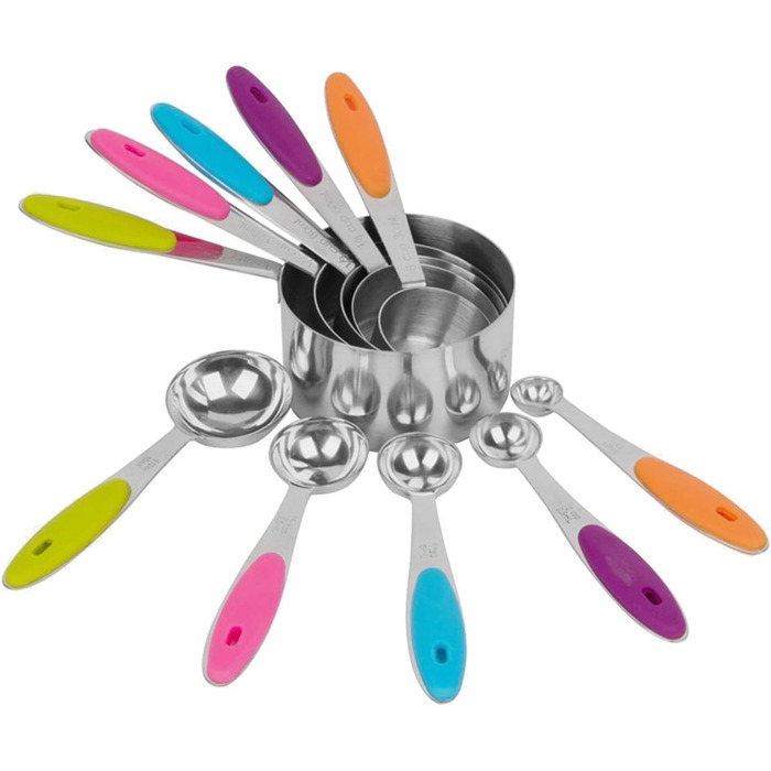 10-Piece Measuring Cup and Spoon Set, Measuring Cups for Baking with 5 Measuring Cups and 5 Measuring Spoons, Measuring Cup Set for Kitchen or Baking