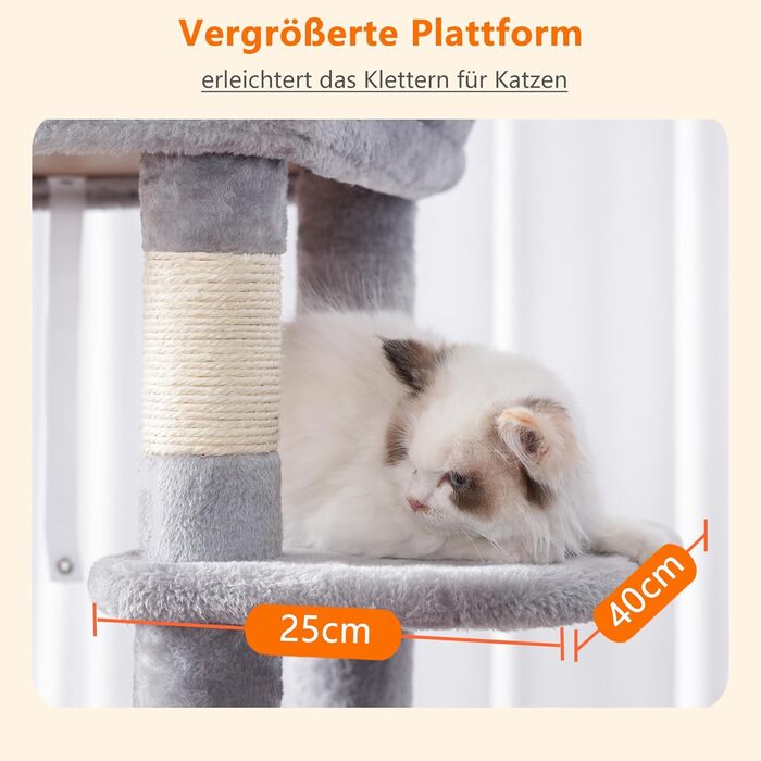 Котячий будиночок Heybly Kratzbaum з декою, для великих котів, 153 см, сірий