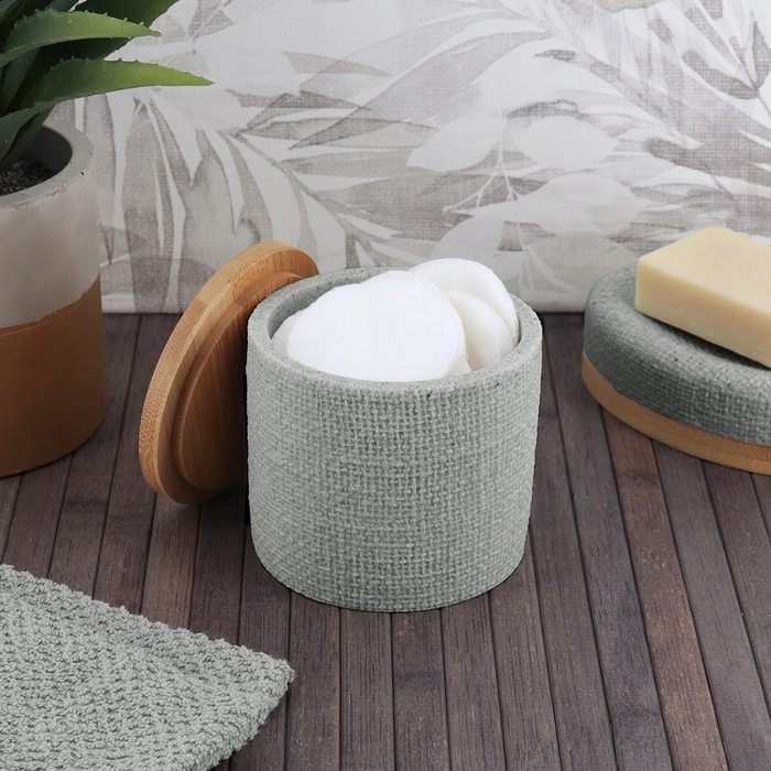 Набір аксесуарів для ванної кімнати (5 предметів), сірий, з бамбуком, міцний та довговічний