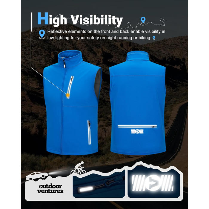 Чоловіча розтягувана жилетка Outdoor Ventures Softshe - водонепроникна, вітрозахисна, для їзди на велосипеді, M, середньо-блакитна