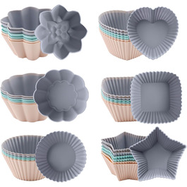 24/36 Формочки для мафінів з силікону, 6 типів, багаторазові, антипригарні, для випічки, кольорові