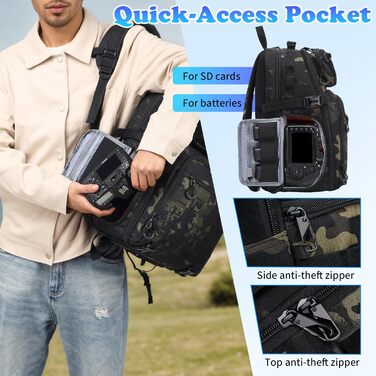 Водонепроникний рюкзак для камери FRETHIND: DSLR, SLR, дрон, об'єктив, ноутбук + дощовик (Camo)