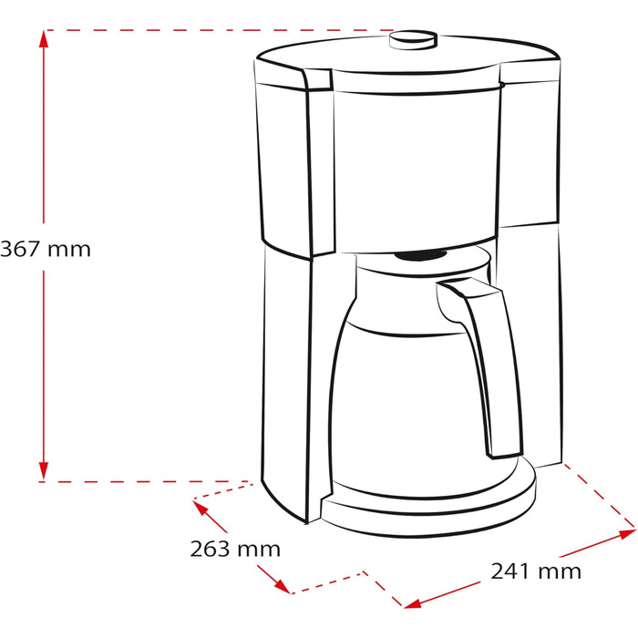 Melitta Look Timer - Filter Coffee Machine - Thermos Carafe - Timer Function - Drip Stop - 10 Cups - Black (1025-18) Black with Thermos Carafe Single