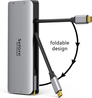 Док-станція USB-C для ноутбука з підтримкою 2 моніторів 4K, 13 в 1, з DisplayPort, HDMI, USB3.1, RJ45, 100W PD, кардридер, аудіо/мікрофон, для Dell HP (сірий)