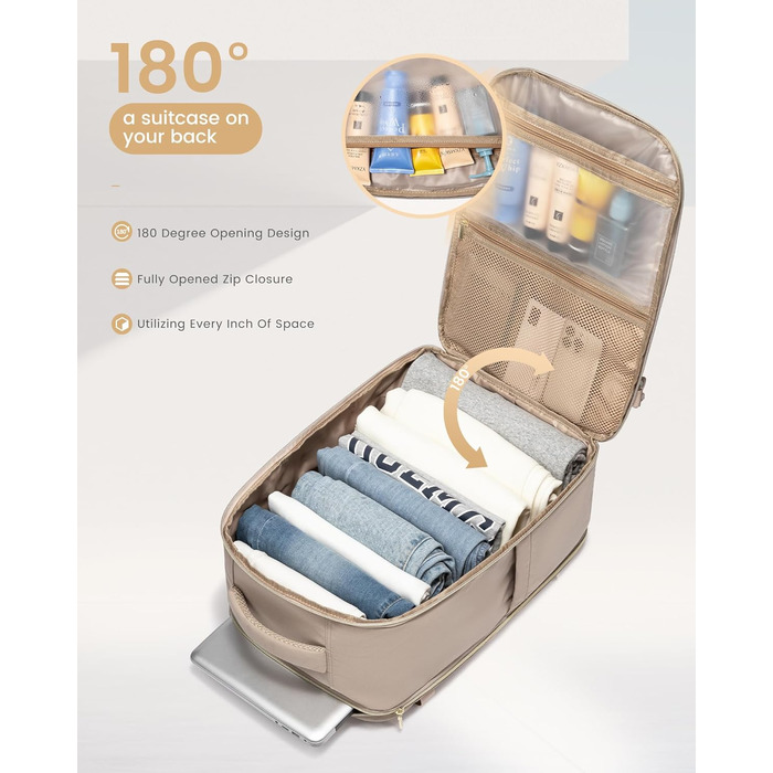 LOVEVOOK Рюкзак для ручної поклажі, 40L, для подорожей, чоловічий/жіночий, 17 дюймів, водонепроникний, для вихідних, кемпінгу, бізнесу