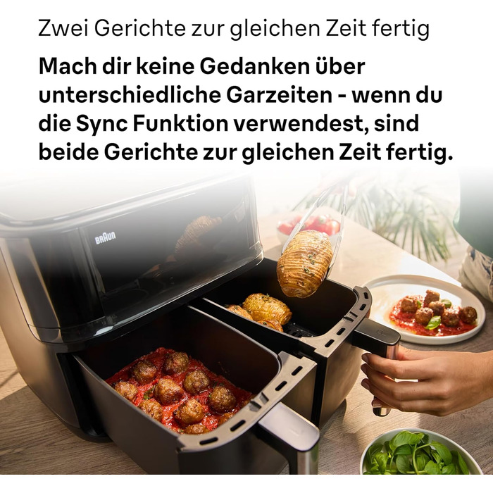 Фритюрниця електрична Braun TwinCook 3 TD3030IBK 8л (2 камери) з синхронізацією, 8 програм, чорна