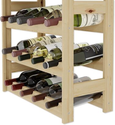 Lenmar Wooden Wine Rack for Bottles, Natural, RW-1, Wine, Bottle Rack, Cellar Rack, Shelves, Bottle Holder (Natural, RW-1-30, 86 x 53 x 25, holds 6 bottles, for 30 bottles)