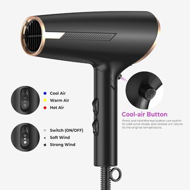 Набір для укладки волосся 5 в 1 Airstyler: фен, щітка, плойка, брашинг, стайлер. Чорний (1800W, складний)