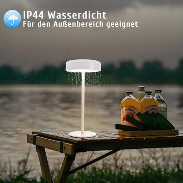 Настільна лампа на сонячній батареї з акумулятором LED, 2 шт. - Бездротова, з димером, сенсорна, біла, для дому та вулиці (IP44)