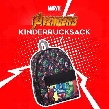 Дитячий рюкзак Marvel Spiderman з героями Marvel: Avengers, Iron Man та іншими. Ідеальний для школи, подарунок. Чорний, 40x30x16 см