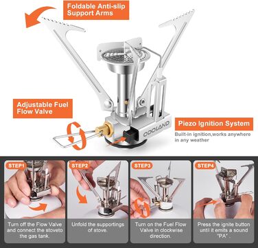 Набір посуду для кемпінгу Odoland: каструля, сковорода, тарілки, миски, столові прибори (15 предметів) з нержавіючої сталі з антипригарним покриттям. Ідеально для кемпінгу, пікніків, трекінгу та подорожей на 2 особи
