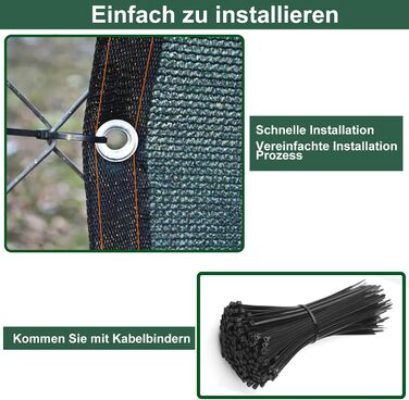 BeGrit Privacy Screen Panel 2m x 5m Fence Screen Weatherproof Garden Fence Windbreak 90% Shade HDPE Sun Protection Tennis Screen Shade Net UV-resistant Tear-resistant with Holes Cable Ties Green