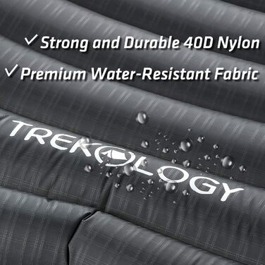 Надувна ізомат TREKOLOGY UL80 - легка туристична ізомат для кемпінгу, сірий, 190 см