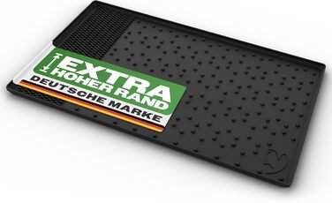 Підставка для миски для собак - непромокальна, нековзна, з високим бортиком - килимок для годування - універсальна - силіконова підставка для миски (чорна, велика) 55x40 см